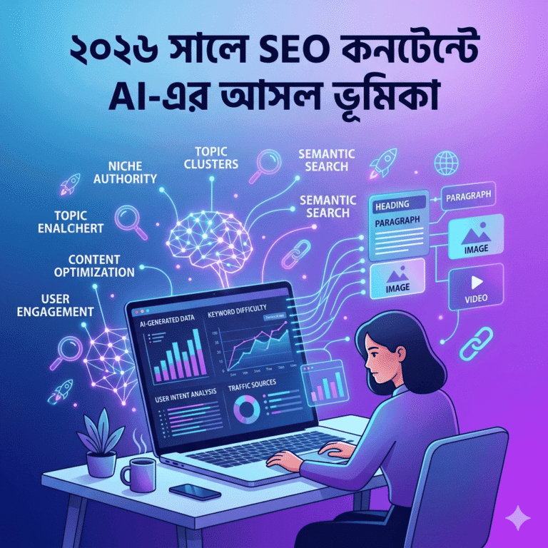 ২০২৬ সালে SEO কনটেন্টে AI-এর আসল ভূমিকা: শুধু লেখা নয়, পুরো কৌশল বদলে দিচ্ছে